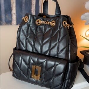 Karl Lagerfeld Paris Lafayette black leather quilted backpack - Excellent